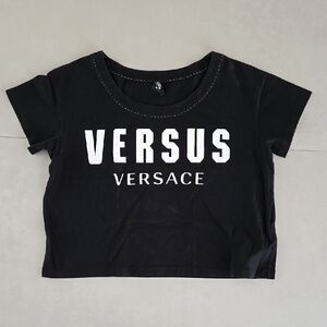Versus Versace Black Cropped Top With Lion Logo Size L